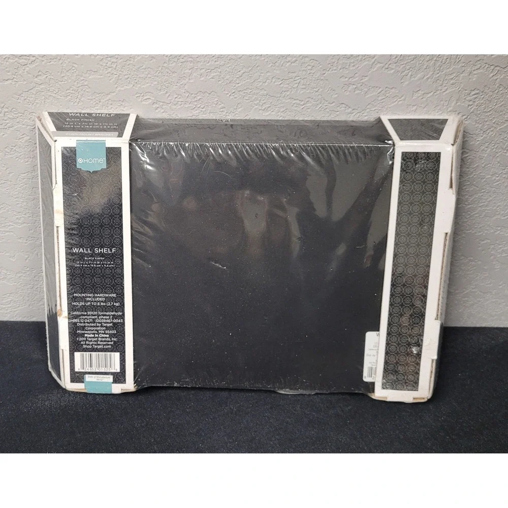 Home Black Finished Floating Wall Shelf 12 in L x 7.75 in W x 1.75 in H New